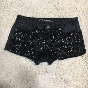 AEROPOSTALE  SHORTY. Sequin black hi-thigh shorts